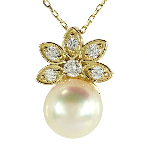 K18 アコヤ真珠 ダイヤモンド ネックレス フラワー 花 パール ペンダント 18金 18k イエローゴールド ピンクゴールド ホワイトゴールド 入学式 卒業式 チェーン 品質保証書 女性 レディース ジュエリー アクセサリー 人気 おすすめ プレゼント ギフト 贈り物 送料無料 SSS