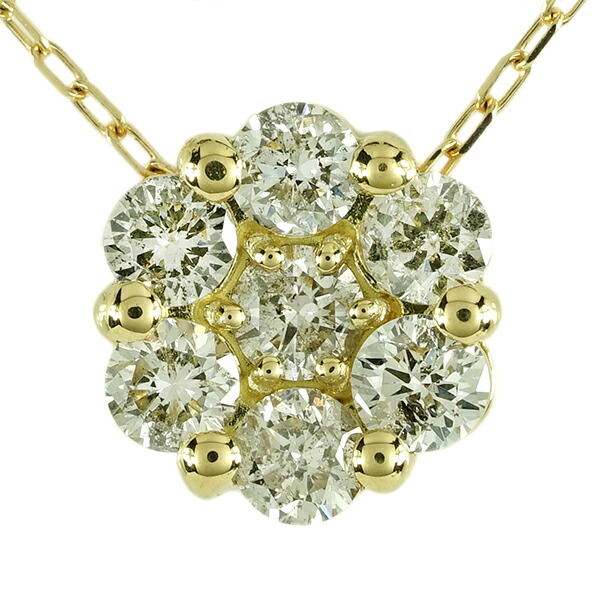 K18 ダイヤモンド ネックレス 18金 イエローゴールド ピンクゴールド ホワイトゴールド 18k 0.5カラット フラワー 花 セブンスター ペンダント チェーン 品質保証書 女性 レディース ジュエリー アクセサリー 人気 おすすめ プレゼント ギフト 贈り物 送料無料 SSS