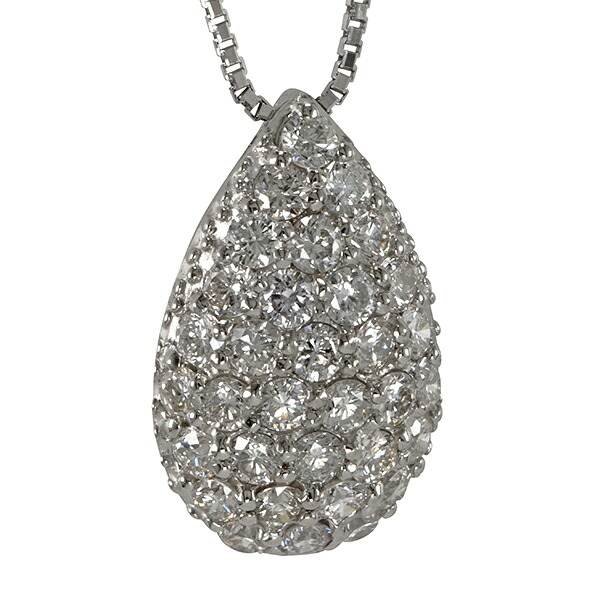 ダイヤモンド ネックレス パヴェ ダイヤ 0.8ct ティアドロップ 雫 ツユ 涙型 pt900 プラチナ ペンダント アクセ アクセサリー レディース 人気 おすすめ 送料無料 母の日 SSS