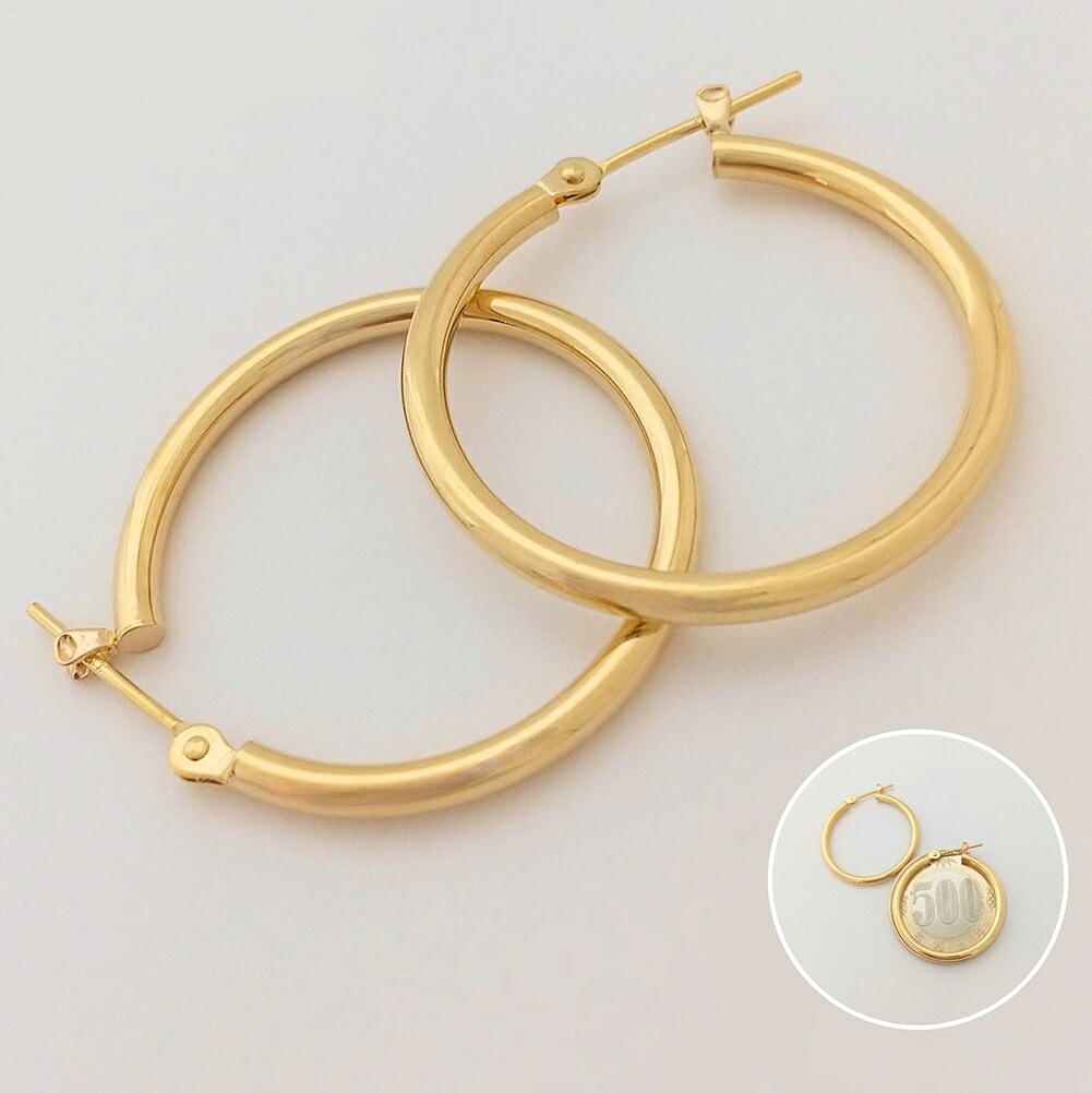 K18 2mm&times;25mm ピアス 18金 18k イエローゴールド フープピアス パイプピアス 輪 品質保証書 女性 レディース ジュエリー アクセサリー 人気 おすすめ プレゼント ギフト 贈り物 送料無料 SSS｜ネックレス指輪 Ladies Present EJ