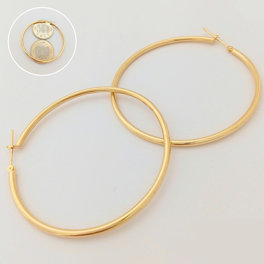 K18 2mm×50mm ピアス 18金 18k イエローゴールド フープピアス パイプピアス 輪 品質保証書 女性 レディース ジュエリー アクセサリー 人気 おすすめ プレゼント ギフト 贈り物 送料無料 SSS