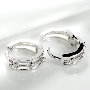 中折れピアス ダイヤモンド レディース フープ 18k 0.02ct イエローゴールド ピンクゴールド ホワイトゴールド 送料無料 品質保証書｜ネックレス指輪 Ladies Present EJ