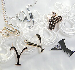 イニシャル【Y】ネックレス レディース(k10PG/YG/WG) 40cm SSS|ネックレス指輪 Ladies Present EJ