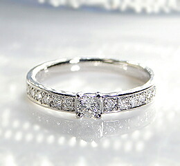 指輪 プラチナ pt900 ダイヤモンド 一粒プラス エタニティタイプ リング 0.15ct+0.13-0.15ct 誓いのリング SSS
