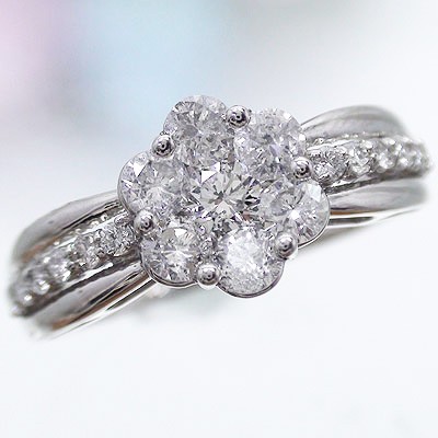 楽天市場】指輪 pt900 ダイヤモンド フラワーリング プラチナ900 0.21