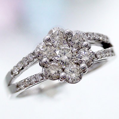 ダイヤモンド 1カラット 指輪 リング pt900 プラチナ フラワー セブンスター 婚約指輪 刻印 品質保証書 女性 レディース ジュエリー アクセサリー 人気 おすすめ プレゼント ギフト 贈り物 送料無料 SSS｜ネックレス指輪 Ladies Present EJ