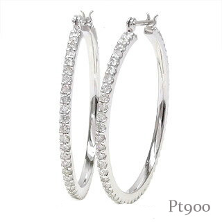 フープピアス ダイヤモンド ピアス 1.50ct pt900 プラチナ エタニティ 30mm 品質保証書 女性 レディース ジュエリー アクセサリー 人気 おすすめ プレゼント ギフト 贈り物 送料無料 SSS