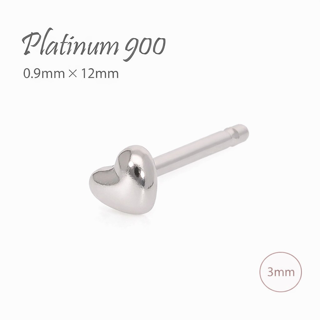 【片耳ピアス】セカンドピアス プラチナ900 3mmハート ピアス ポスト 軸太 0.9ｍｍ×長さ12ｍｍ 品質保証書 女性 レディース ジュエリー アクセサリー 人気 おすすめ プレゼント ギフト 贈り物 送料無料