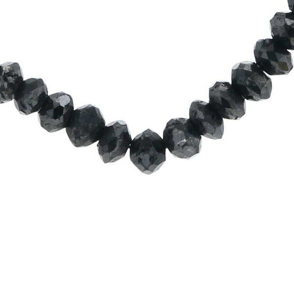 K18WG ホワイトゴールド ネックレス ブラックダイヤモンド 20.00ct 一連 ボタンカット ラフ 46cm【zz】【中古】【送料無料】