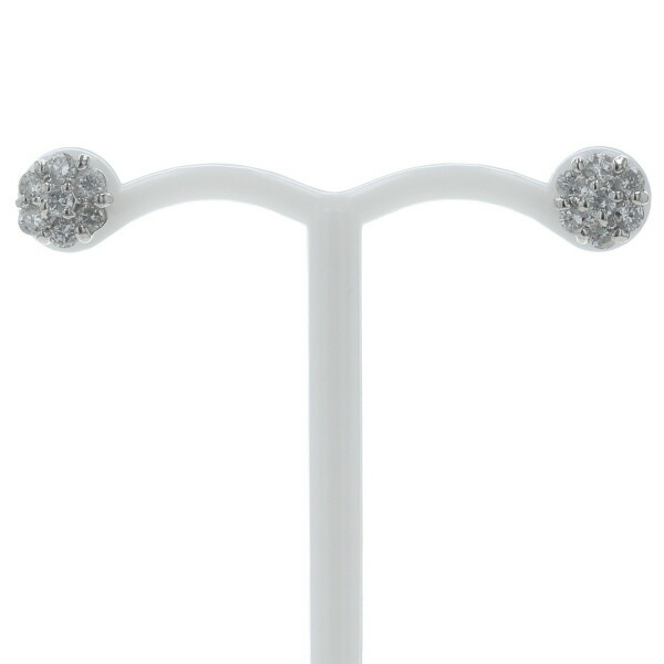 Pt900 プラチナ ピアス ダイヤモンド 0.15ct/0.15ct 7粒 花 フラワー ラウンド パヴェ シンプル【新品仕上済】【zz】【中古】【送料無料】|EverydayGoldrush