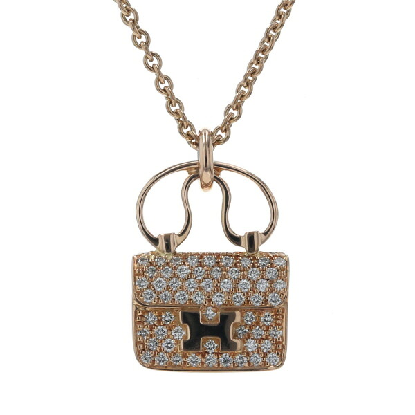 値下げ HERMES エルメス K18PG コンスタンス ネックレス ダイヤモンド 0.29ct バッグ 鞄 パヴェ 箱付 41cm【新品仕上済】【zz】【中古】【送料無料】｜EverydayGoldrush 267,795円