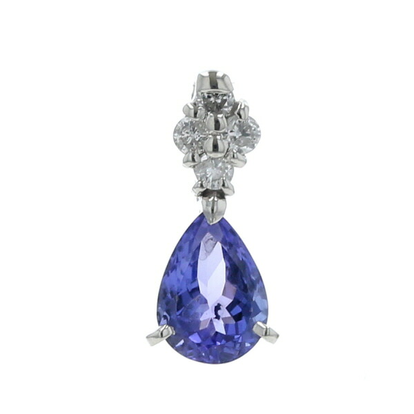 Pt900 プラチナ ネックレストップ タンザナイト 0.78ct ダイヤモンド 0.09ct 雫 ドロップ シンプル【新品仕上済】【zz】【中古】【送料無料】｜EverydayGoldrush