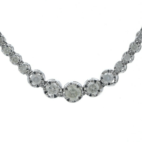 K18WG ホワイトゴールド ネックレス ダイヤモンド 4.00ct テニスネックレス グラデーション 42cm 【新品仕上済】【zz】【中古】【送料無料】