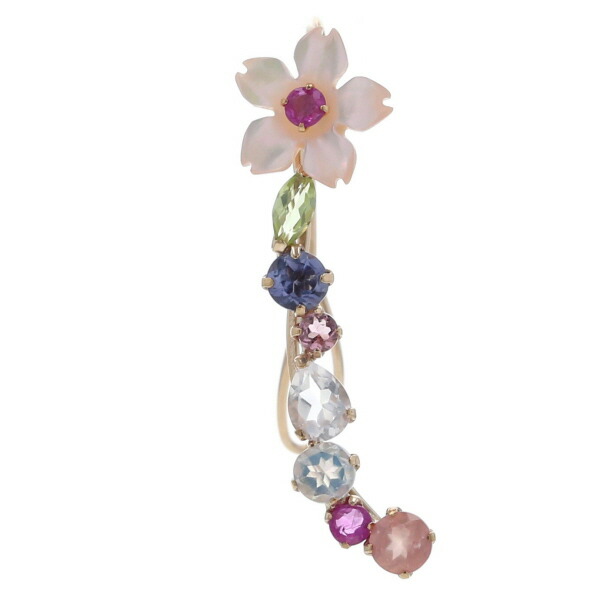 K10PG ピンクゴールド イヤーカフ ペリドット タンザナイト シェル マルチカラー 花 フラワー カラフル【新品仕上済】【zz】【中古】【送料無料】