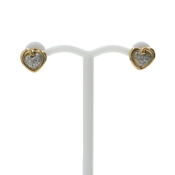 PINKY&DIANNE ピンキー＆ダイアン Pt900 K18YG コンビ ピアス ダイヤモンド 0.01ct/0.01ct ハート パヴェ【新品仕上済】【zz】【中古】【送料無料】