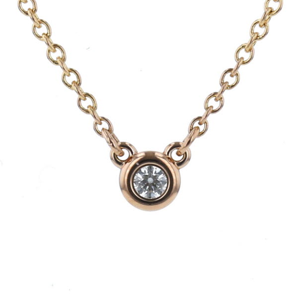 楽天市場 Tiffany Co ティファニー K18pg ピンクゴールド ネックレス バイザヤード ダイヤモンド 一粒 1p デザイン 40 5 新品仕上済 Zz 中古 Everydaygoldrush
