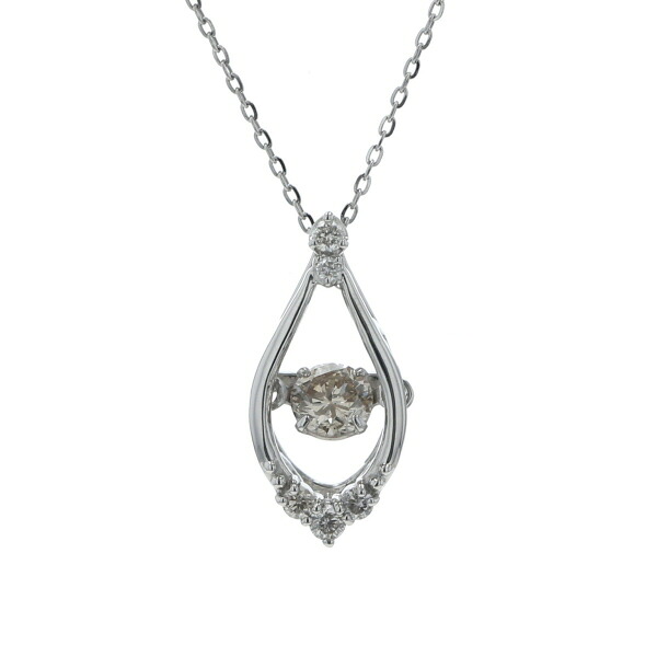Pt900 Pt850 プラチナ ネックレス ダイヤモンド 0.20ct/0.07ct ダンシングストーン ドロップ 雫 透かし 45cm【新品仕上済】【zz】【中古】【送料無料】｜EverydayGoldrush