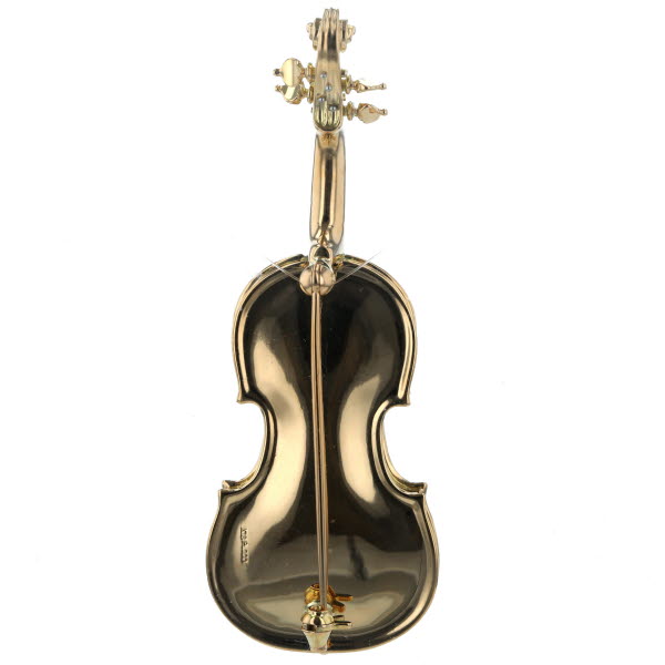 K18YG Pt900 イエローゴールド プラチナ ブローチ バイオリン 弦楽器