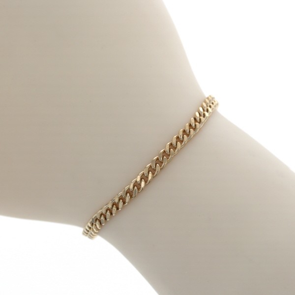 K18YG ブレスレット アンクレット 喜平 キヘイ 2面シングル バラ 薔薇 プレート レーザー刻印 ~25cm 10.2g【新品仕上済】【zz】【中古】【送料無料】 157,300円