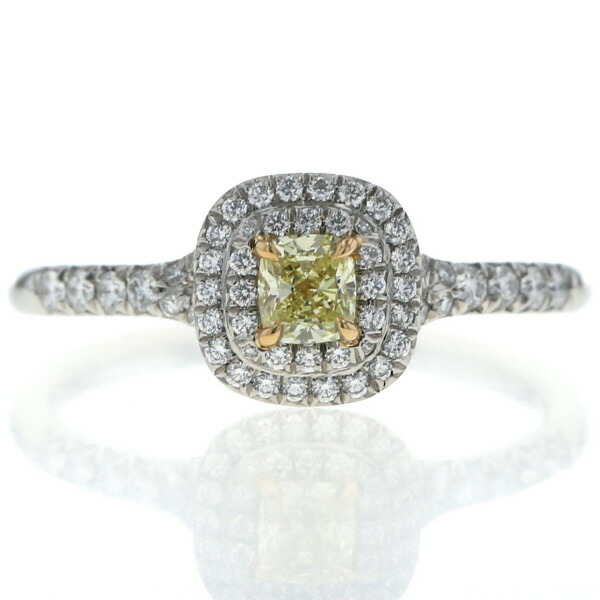 TIFFANY&Co. ティファニー Pt950 K18YG リング ダイヤ0.26ct/0.26ct ソレスト ダブルハロー VVS2 指輪 16.5号 鑑定書 箱【新品仕上済】【zz】【中古】【送料無料】