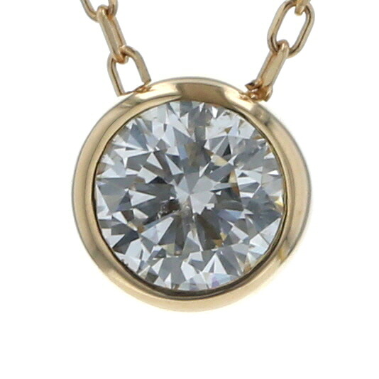 K18YG イエローゴールド ネックレス ダイヤモンド 0.504ct 一粒石 ソリテール ベゼル留め 45cm 鑑別書【新品仕上済】【zz】【中古】【送料無料】