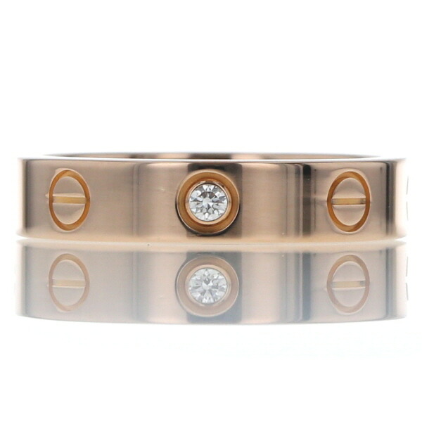 Cartier カルティエ K18PG ピンクゴールド ミニラブリング スモールモデル1PD ロゴ フラット 指輪 11号 箱【新品仕上済】【zz】【中古】【送料無料】
