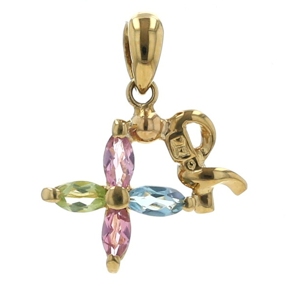 Roberta di Camerino K18YG トップ ピンクトルマリン ペリドット ブルートパーズ 花 フラワー ロゴ【新品仕上済】【zz】【中古】【送料無料】｜EverydayGoldrush