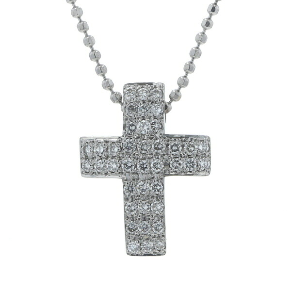 PERLITA MIKIMOTO K18WG ホワイトゴールド ネックレス ダイヤモンド 0.39ct クロス 十字架 パヴェ 42cm【新品仕上済】【zz】【中古】【送料無料】｜EverydayGoldrush