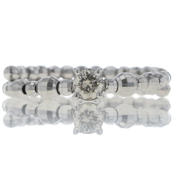 K18WG ホワイトゴールド リング ダイヤモンド 0.20ct 一粒石 カットボール ワイヤーアーム 指輪 フリーサイズ【新品仕上済】【zz】【中古】【送料無料】