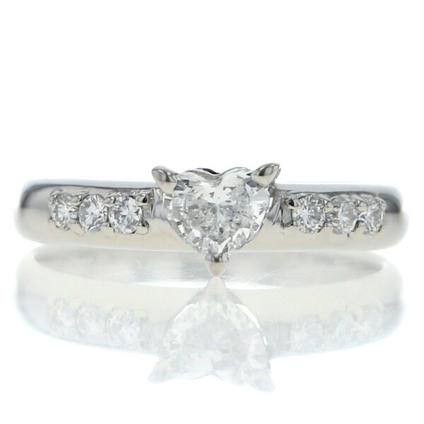 花井幸子 Pt900 プラチナ リング ダイヤモンド0.34ct/0.12ct VVS2 Eカラー ハートシェイプ 指輪 11号 箱【新品仕上済】【zz】【中古】【送料無料】