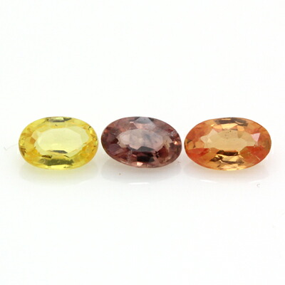 【在庫処分特価】タンザニア産 天然ファンシーサファイア マルチカラーサファイア 0.69ct 3ps 0.69カラット 3ピースセット ルース 宝石 裸石 9月誕生石