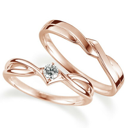 E Valuejewelry Pair 2 Pieces Wedding Rings Engagement Pair 2 Pieces Wedding Rings Engagement K18 Pink Gold Diamond Ring 0 1 Ct M1035 Proud