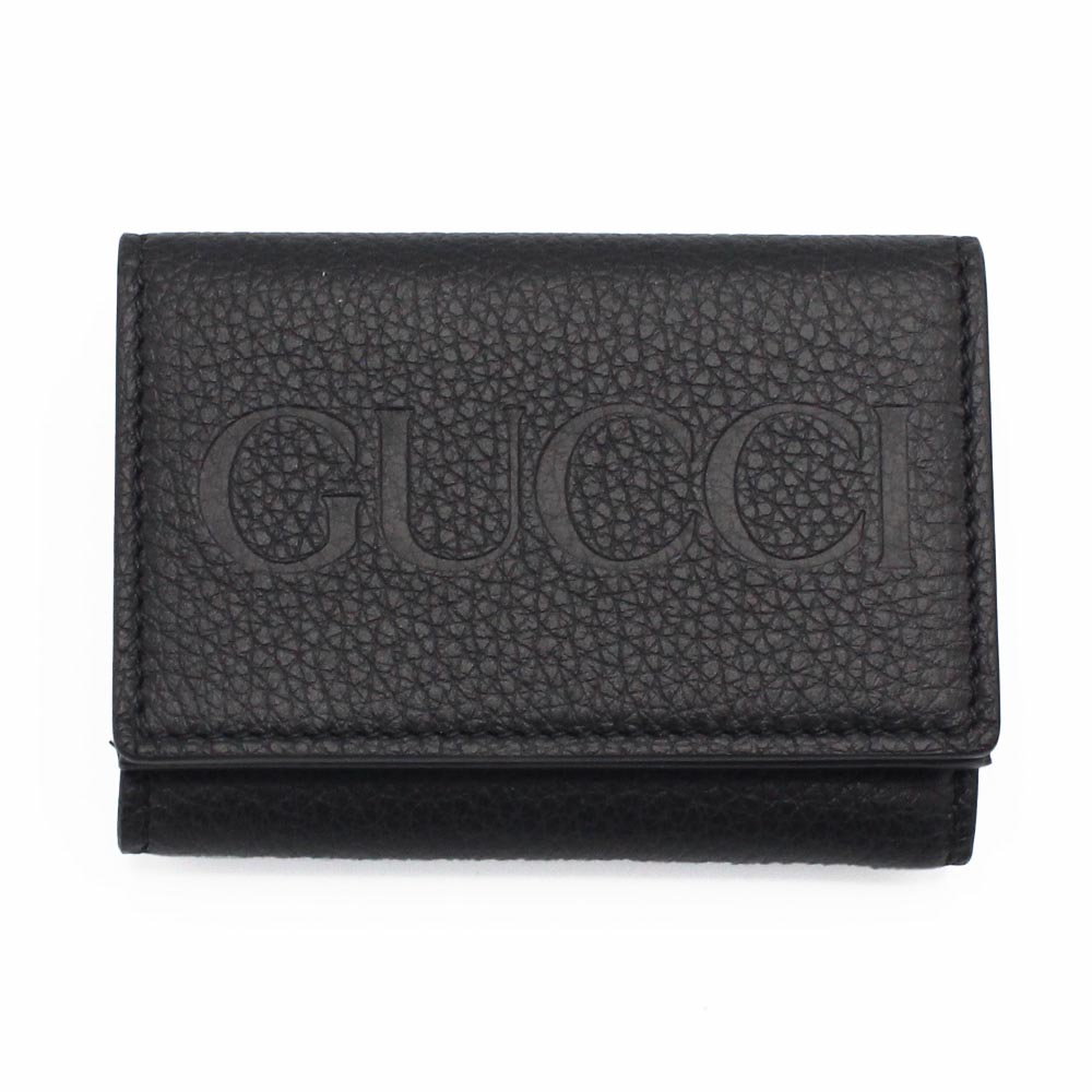GUCCI 三つ折り財布 GGロゴ 黒 レザー 736151-0e8ig-1000-1.jpg