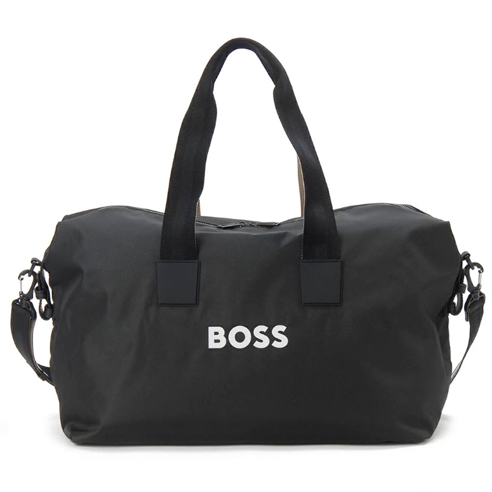 HUGO BOSSヒューゴボス大容量レザーナイロンビジネスバッグ2wayボストン HUGO BOSS (ヒューゴボス) レザー モノグラム ストラップ付