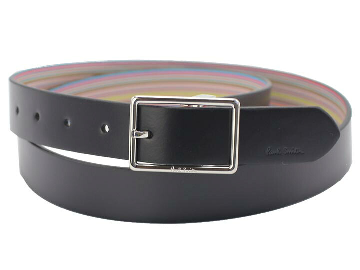 ポールスミス　Paul Smith　 ベルト　M1A -5152-CC2FMU　ブラック＆マルチストライプ　リバーシブル　BELT C2F REVRSBLE　最大110cmフリーサイズ　スペイン製