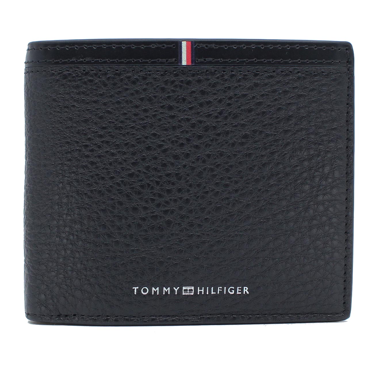 トミーヒルフィーガ TOMMY HILFIGER 二つ折り財布 フラップ付き AM0AM13969 BDS ブラック レザー TH CORP  CREDITCARD FLAP AND COIN ヨーロッパライン