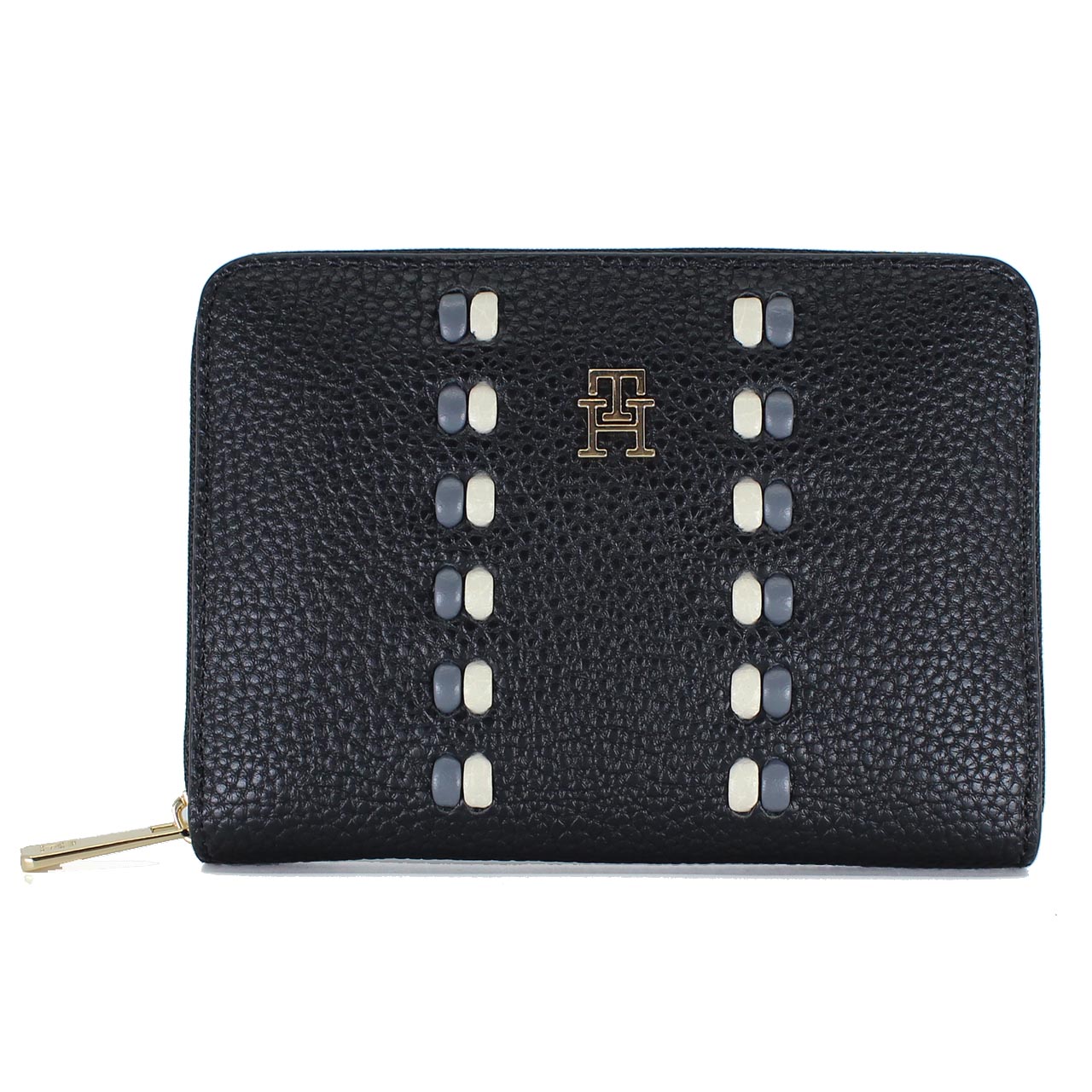 トミーヒルフィーガ　TOMMY HILFIGER　ラウンドファスナー折り財布　AW0AW18132 BDS　ブラック　PUレザー　TH ICON MED ZA CORP　ティーエイチ アイコン　ミディアム　ジップアラウンド コープ ウォレット　コンパクト財布　ヨーロッパライン