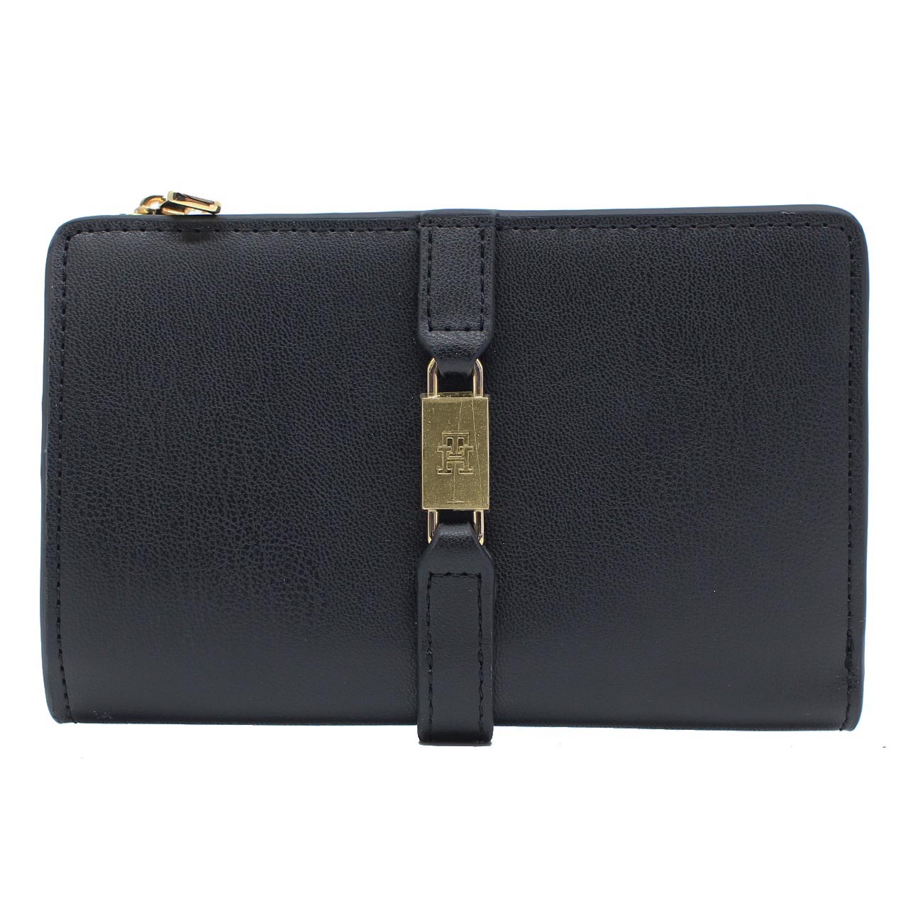 トミーヒルフィーガ　TOMMY HILFIGER　二つ折り財布　AW0AW18134 BDS　ブラック　PUレザー　TH GLAM BIFOLD WALLET　ティーエイチ グラム バイフォールド ウォレット　コンパクト財布　ヨーロッパライン