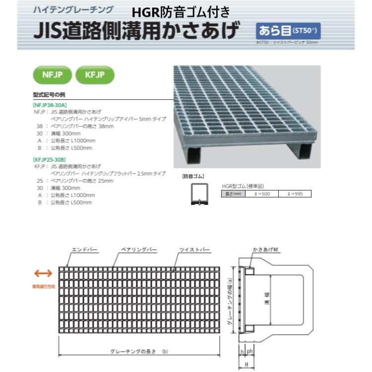 宝機械 ハイテングレーチング JIS道のり雨うけ用かさあげ HGR型防音天然ゴム付 あら目 エクステリア・ガーデンファニチャー-道路用品-花・ガーデン・DIY