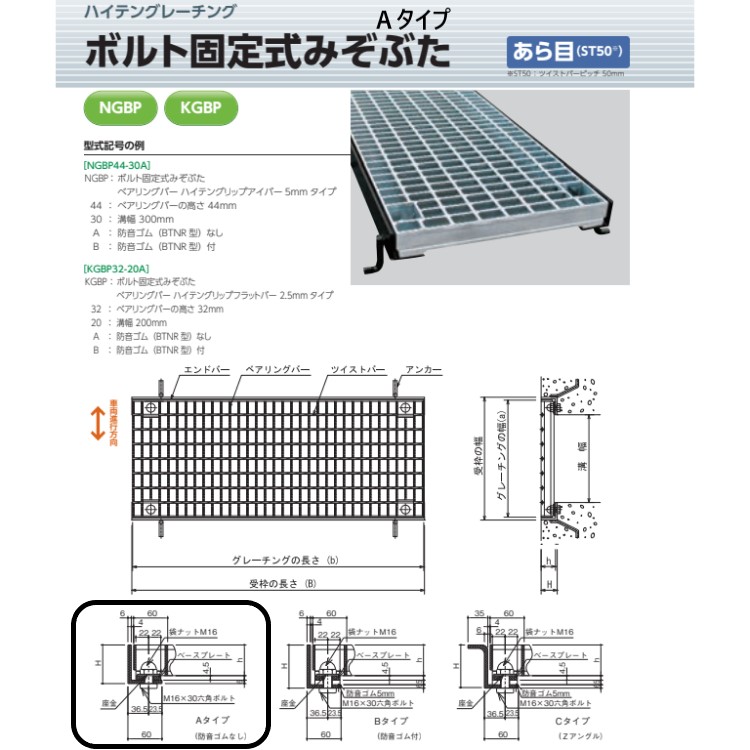 宝計器 ハイテングレーチング 雄捩子くっ付ける式堀り割りぶた あら目