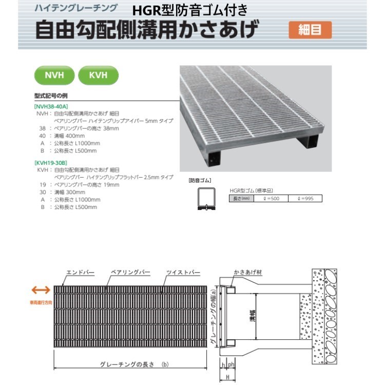 宝設備 ハイテングレーチング 親しさ傾斜角度竪どい用かさあげ HGR型防音天然ゴム付 所せまい