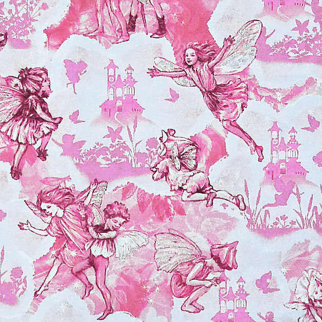 楽天市場 Mimi 32 お花の妖精 お花とお城 ピンク シルバーラメ コットンプリント生地 Fairy Cotton 楽天市場店