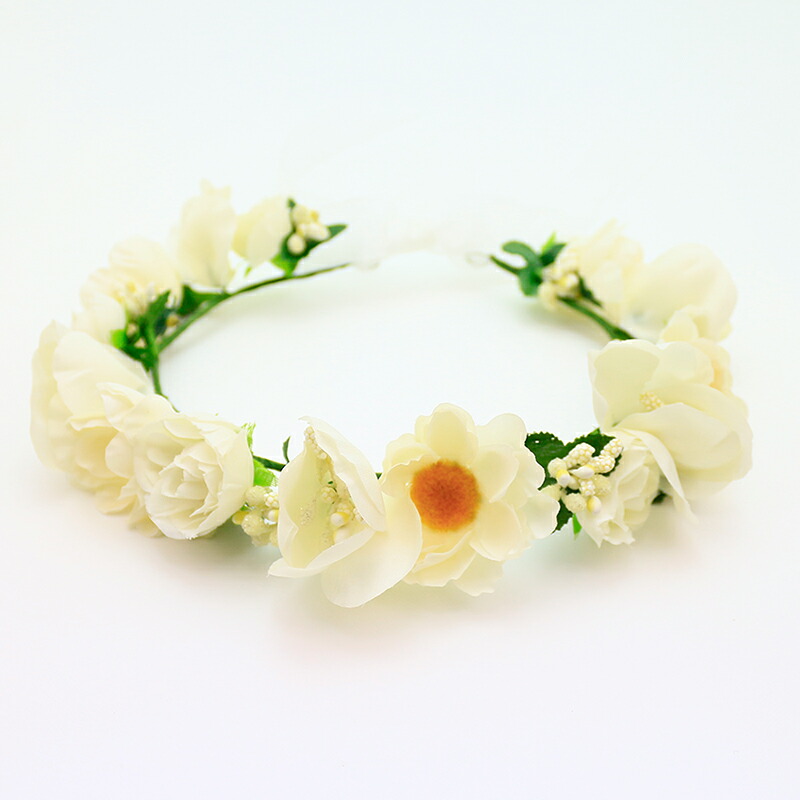 楽天市場 花かんむり 花冠 花かんむり 白 ヘッドドレス 髪飾り コサージュ ウエディング ドレス花冠 Fhkan001cm The Fantasy