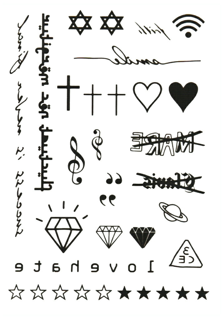 楽天市場 ファンタジー Thefantasy タトゥーシール タトゥーシール 雑貨 星 ハート 中型 A5 The Fantasy