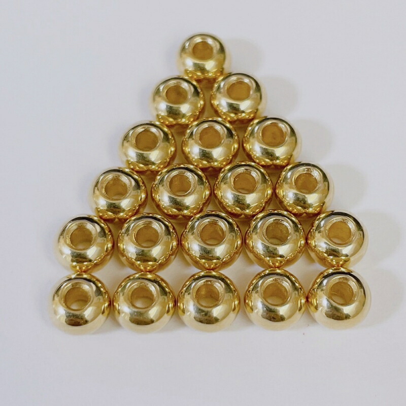 プレミアムビーズ　無垢18金2つ　無垢925 4つ 楽天市場】K18全金ビーズ(横5.4ミリ×高さ3.8ミリ渦無し)1粒売り