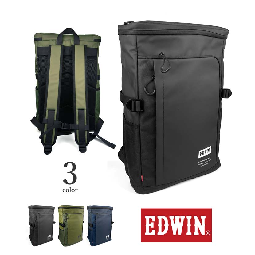 全3色 EDWIN エドウイン BOX型 21.6L PUナイロン バックパック リュックサック ボックス型 メンズ レディース おしゃれ 人気｜Fashion Bonita