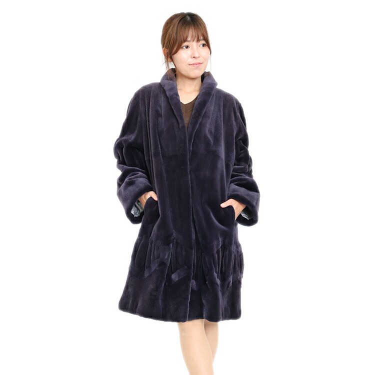 【中古】t-350701-22/シェアードミンクリバーシブルデザインコート11号 ファーコート・ジャケット シェアードミンク リバーシブル