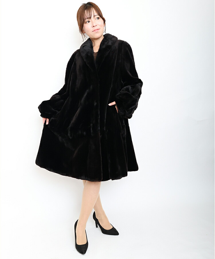【新品】超人気/SAGAROYAL/シェアードミンクロングフレアデザインコート/9-13号☆