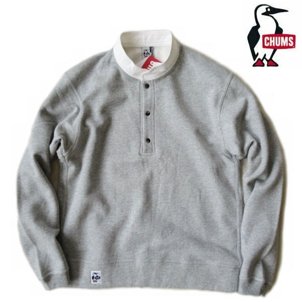 チャムス/CHUMS【ハリケーントップ】裏起毛スウェットトレーナー スタンドカラーヘンリーネック　COTTON USA　CH00-1414　ヘザーグレー｜フィフス　ジーシーストア