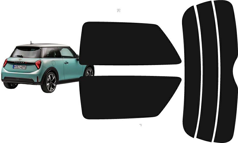 MINI ミニクーパーSE（F66）2GC32系2024.3-高品質、高精度、高耐久、断熱カット済みカーフィルム（リンテックプレミアムシリーズ・シルフィード）｜車種別カット済みカーフィルム屋